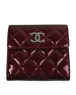 Chanel Square Wallet, Patent/Diamante, Red, 15098203, 2*